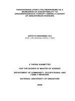 Paraoxonase (PON1) polymorphisms as a biomarker of susceptibility to organophosphate toxicity among a cohort of singaporean workers