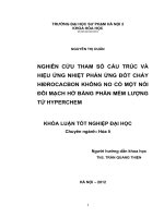 Nghiên cứu tham số cấu trúc và hiệu ứng nhiệt phản ứng đốt cháy hiđrocacbon không no có một nối đôi mạch hở bằng phần mềm lượng tử hyperchem 