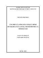 Ứng phó của nông dân với quá trình đô thị hóa ở xã Lam Hạ, thành phố Phủ Lý, tỉnh Hà Nam