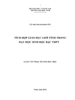 Tích hợp giáo dục giới tính trong dạy học Sinh học Trung học phổ thông