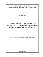 Tổ chức và khai thác nguồn lực thông tin tại thư viện Tạ Quang Bửu, Trường Đại học Bách khoa Hà Nội