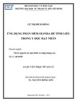 ỨNG DỤNG PHẦN MỀM OLINDA ĐỂ TÍNH LIỀU TRONG Y HỌC HẠT NHÂN