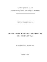 Các yếu tố ảnh hưởng đến lòng tin xã hội của người Việt Nam