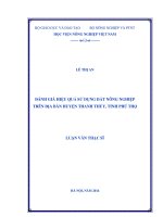 đánh giá hiệu quả sử dụng đất nông nghiệp trên địa bàn huyện thanh thủy, tỉnh phú thọ