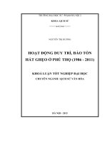 Hoạt động duy trì, bảo tồn hát ghẹo ở phú thọ (1986 2011) 