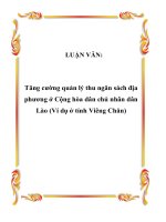 Tăng cường quản lý thu ngân sách địa phương ở Cộng hòa dân chủ nhân dân Lào (Ví dụ ở tỉnh Viêng Chăn