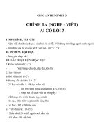Giáo án tiếng việt 3 tuần 2 bài chính tả   nghe   viết ai có lỗi, phân biệt uêchuyu, sx, ănăng 5