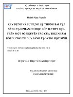 XÂY DỰNG VÀ SỬ DỤNG HỆ THỐNG BÀI TẬP SÁNG TẠO PHẦN CƠ HỌC LỚP 10 THPT DỰA TRÊN MỘT SỐ NGUYÊN TẮC CỦA TRIZ NHẰM BỒI DƯỠNG TƯ DUY SÁNG TẠO CHO HỌC SINH