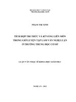 Tích hợp tri thức và kĩ năng liên môn trong giờ luyện tập làm văn nghị luận ở trường Trung học cơ sở