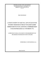 A study on how to take full advantage of EFL internet resources for k37 english majors improvements in EFL listening comprehension in ha noi pedagogical university n0 2 