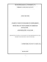 Passive voice in english in comparison with that in vietnamese in terms of syntactic and semantic analysis 