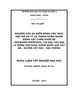 Nghiên cứu sự biến động cấu trúc mật độ và tỷ lệ thành phần nhóm động vật chân khớp bé (microarthropoda) tại đai cao địa lý rừng kim giao   vườn quốc gia cát bà   huyện cát hải   hải phòng 
