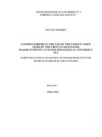 Common errors in the use of the passive voice made by the first   year english major students at hanoi pedagogical university no 2 