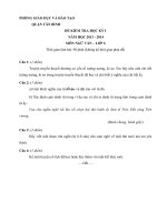 Đề kiểm tra học kì 1 môn Ngữ văn lớp 6 năm học 2013 - 2014 quận Tân Bình, TP. Hồ Chí Minh