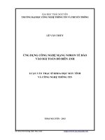 Ứng dụng công nghệ mạng nowrron tế bào vào bài toán dò biên ảnh