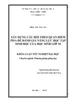Xây dựng câu hỏi theo quan điểm pisa để đánh giá năng lực học tập của học sinh lớp 10 