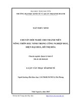 Chuyển đổi nghề cho thanh niên nông thôn bắc ninh trong công nghiệp hóa, hiện đại hóa, đô thị hóa