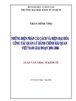 những biện pháp cải cách và hiện đại hóa công tác quản lý hành chính hải quan việt nam giai đoạn 20012006