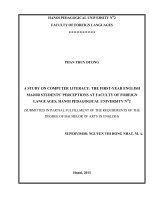 A study on computer literasy the first   year english major students perceptions at faculty of foreign languages, hanoi pedagogical university no 2 