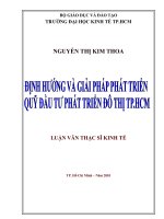 định hướng và giải pháp phát triển quỹ đầu tư phát triển đô thị tp hcm
