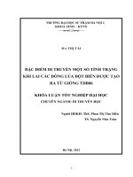 Đặc điểm di truyền một số tính trạng khi lai các dòng lúa đột biến được tạo ra từ giống TDB06 