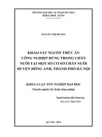 Khảo sát nguồn thức ăn công nghiệp dùng trong chăn nuôi tại một số cơ sở chăn nuôi huyện đông anh, thành phố hà nội 