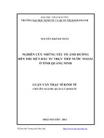Nghiên cứu những yếu tố ảnh hưởng đến thu hút đầu tư trực tiếp nước ngoài ở tỉnh quảng ninh