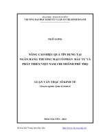 Nâng cao hiệu quả tín dụng tại ngân hàng thương mại cổ phần đầu tư và phát triển việt nam chi nhánh phú thọ