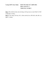 Đề kiểm tra học kì 1 môn Lịch sử lớp 11 năm học 2009 - 2010 trường THPT Chơn Thành, Bình Phước