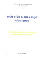 Báo Cáo Khoa Học Năm 2003. Phần Nghiên Cứu Thức Ăn Và Dinh Dưỡng Vật Nuôi