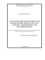An investigation into the first   year english majors difficulties in efl listening comprehension and recommendations 