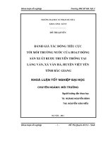Đánh giá tác động tiêu cực tới môi trường nước của hoạt động sản xuất rượu truyền thống tại làng vân, xã vân hà, huyện việt yên, tỉnh bắc giang 
