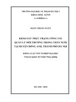 Khảo sát thực trạng công tác quản lí môi trường trong chăn nuôi tại huyện đông anh, thành phố hà nội 