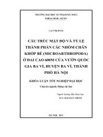 Cấu trúc mật độ và tỷ lệ thành phần các nhóm chân khớp bé (microarthropoda) ở đai cao 600m của vườn quốc gia ba vì, huyện ba vì, thành phố hà nội 