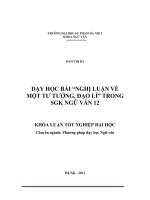 Dạy học bài nghị luận về một tư tưởng, đạo lí trong SGK ngữ văn 12 