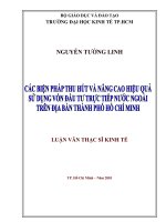 các biện pháp thu hút và nâng cao hiệu quả sử dụng vốn đầu tư trực tiếp nước ngoài trên địa bàn thành phố hồ chí minh