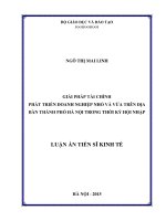 Giải pháp tài chính phát triển doanh nghiệp nhỏ và vừa trên địa bàn thành phố Hà Nội trong thời kỳ hội nhập