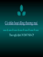 Cá Nhân Hoạt Động Thương Mại  - Hộ Kinh Doanh Cá Thể