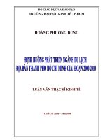 Định hướng phát triển ngành du lịch địa bàn thành phố hồ chí minh giai đoạn 20002010