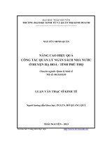 Nâng cao hiệu quả công tác quản lý ngân sách nhà nước ở huyện hạ hòa   tỉnh phú thọ