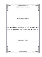 Đánh giá hiệu quả kinh tế   xã hội của việc đầu tư hạ tầng giao thông ở tỉnh nghệ an