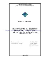 phân tích, đánh giá hoạt động kinh doanh của ngân hàng đầu tư và phát triển việt nam chi nhánh cần thơ