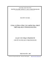 Tăng cường công tác kiểm tra thuế trên địa bàn tỉnh hải dương 