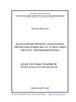 Quản lý rủi ro tín dụng tại ngân hàng thương mại cổ phần đầu tư và phát triển việt nam   chi nhánh hải dương