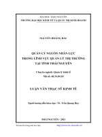 Quản lý nguồn nhân lực trong lĩnh vực quản lý thị trường tại tỉnh thái nguyên