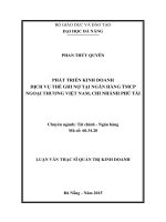 Phát triển kinh doanh dịch vụ thẻ ghi nợ tại ngân hàng TMCP ngoại thương việt nam, chi nhánh phú tài 