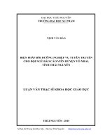 Biện pháp bồi dưỡng nghiệp vụ tuyên truyền cho đội ngũ báo cáo viên huyện võ nhai, tỉnh thái nguyên 