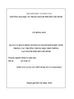 Quản lý hoạt động đánh giá hạnh kiểm học sinh trong các trường THPT tại thành phố hồ chí minh (TT)