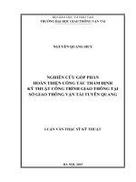 NGHIÊN CỨU GÓP PHẦN HOÀN THIỆN CÔNG TÁC THẨM ĐỊNH  KỸ THUẬT CÔNG TRÌNH GIAO THÔNG TẠI  SỞ GIAO THÔNG VẬN TẢI TUYÊN QUANG