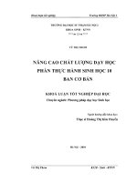 Khoá luận tốt nghiệp nâng cao chất lượng dạy học phần thực hành sinh học 10 ban cơ bản 
